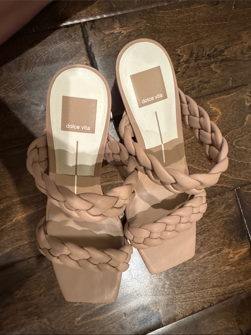 Dolce Vita Braided Slide Mules in Blush Pink